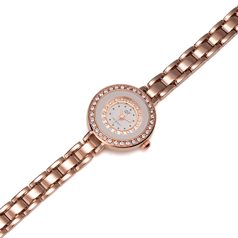 伊泰莲娜diy玫瑰金圆表盘女表itln14051