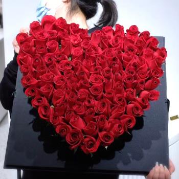 99朵爱心型红玫瑰同城速递情人节送女友鲜花